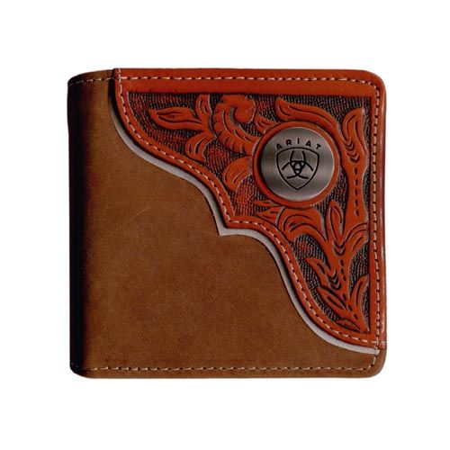 Brands :: Ariat :: Ariat Wallet Bi Fold - Distressed with Tooled Overlay
