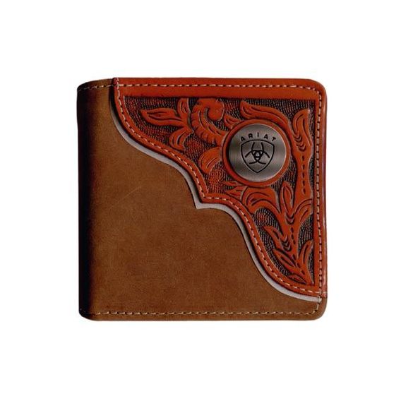 Ariat Wallet Bi Fold Distressed with Tooled Overlay